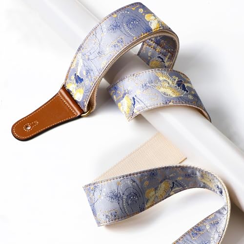 WELAIYOOUQ Guitar Strap, embroidery Jacquard Adjustable Guitar Straps for Acoustic/Bass/Electric Guitar, Includes Guitar Pick, Strap Button and Strap Lock, Constellation Gift (Gemini)