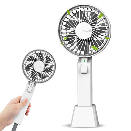 OCOOPA Draagbare mini-ventilator met 2600 mAh oplaadbare batterij, opvouwbaar, compatibel met laptop multi poort, stopcontact voor reizen en thuis wit
