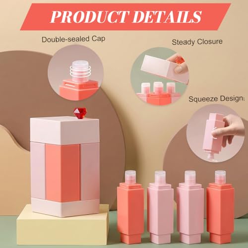 Image of MAYCREATE 4 in 1 Travel Dispenser Bottle Reusable Travel Toiletry Bottles Kit, Leak-Proof Refillable Containers for Storing Shampoo Shower Gel, Toiletries Bottle for Gym, Business Trip