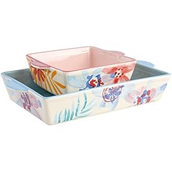 Cacerola Gibson Spice by Tia Mowry Goji Blossom - Utensilios para hornear (2 piezas, pintados a mano)