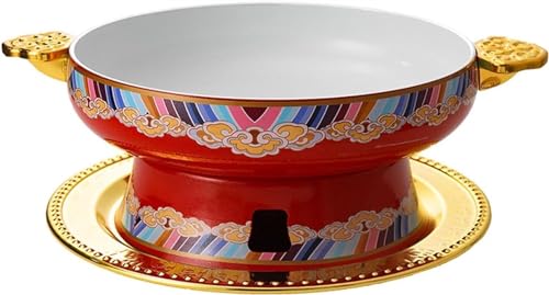 INUUXLG Vintage Hot Pot Hot Pot Cookware Soup Chinese Hot Pot Outdoor Hot Pot Traditional Hotpot Shabu Cooker(26cm) (Rosso 30cm) (Rosso 30cm)