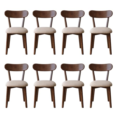 kikiumi Walnut Dining Chairs Set of 8, Commercial-Grade 400 lb Capacity - Mid Century Modern Style for Cafe, Restaurant,Office & Home Dining, Solid Oak Wood with Comfortable Padded Seat
