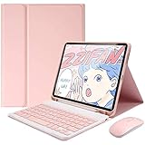 マウス付き iPadAir11インチ M3 M2 キーボードケース iPad Air 第5世代 第4世代 10.9インチ カラーキーボード カバー 可愛い キャンディーカラー レディース 分離式 アップルペンシル収納 女性 人気 (ピンク)