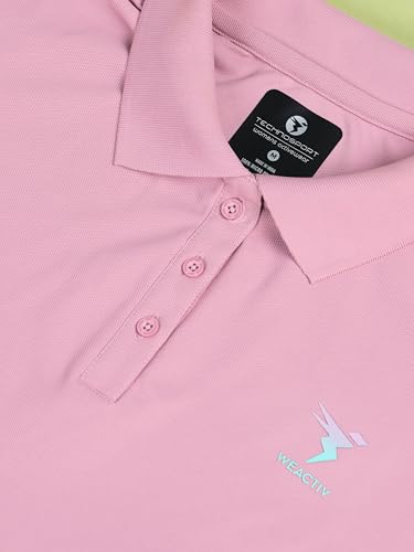 Image of TECHNOSPORT Womens Polyester Slim Fit Solid Half Sleeve Polo Matpiq T-Shirt with Techno Dry, Anti Static for Regular Use