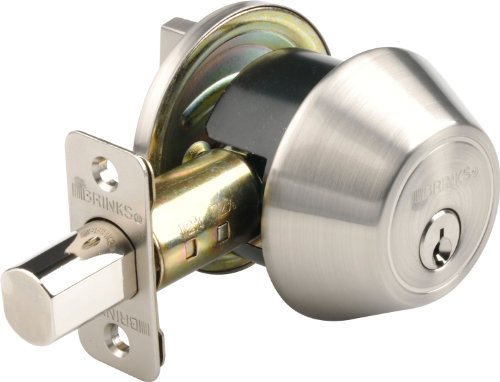 Brinks 2717-119 Single Cylinder Deadbolt Keyed on One Side, Satin Nickel