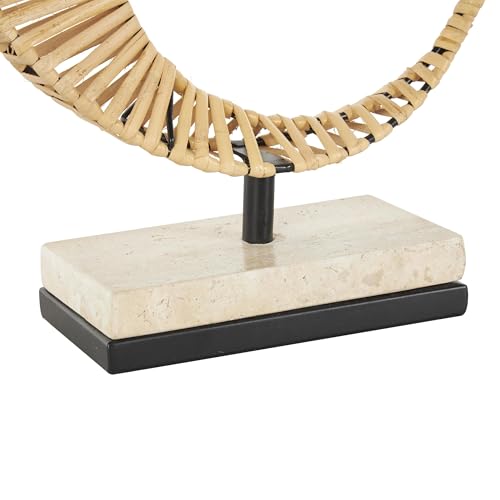 Escultura Decorativa Abstracta de Ratán con Base de Mármol Blanco miniatura 5