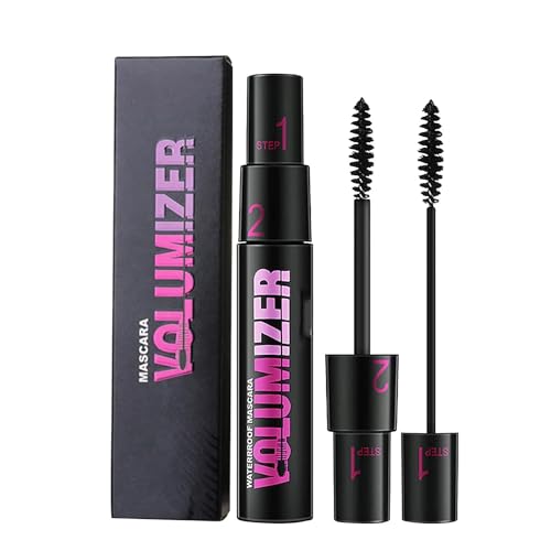 Image of 2 In 1 Dual-Brush Black Mascara Waterproof, Long Lasting, Smudge Proof, Thickening, Lengthening, Curling Natural Lashes, Fiber Lash Mascara (Black)