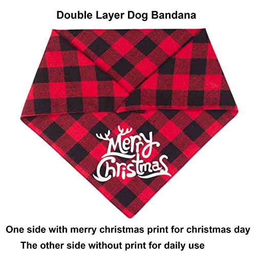 Ptdecor 2 Pack Dog Bandana Christmas Buffalo Plaid Dog Scarf Triangle Bibs Kerchief Dog Christmas Outfits Christmas Bandanas For Small Medium Large Dogs Pets (Red&Green-3) #TOP4