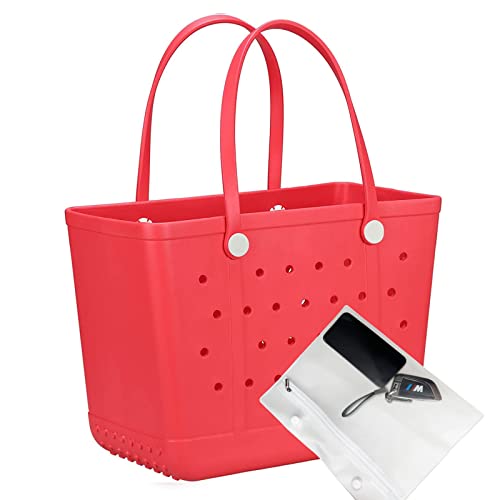 Angilifan X Large Rubber Waterproof Beach Tote Bag, Durable Open Tote Travel Bag, Washable Anti-Tip Durable Beach Storage Basket Hole Open Tote Bag For Gym Beach Pool Travel #TOP1