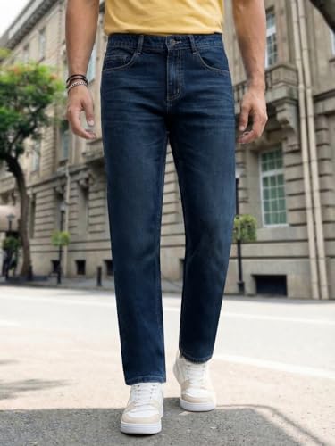 Image of Urbano Fashion Men's Relaxed Fit Washed Denim Jeans Non-Stretchable