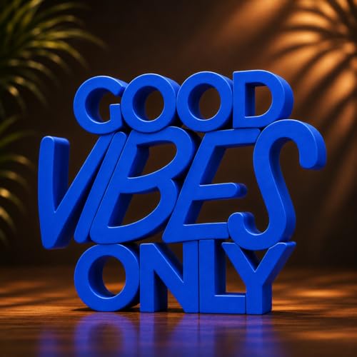 Image of Mad Masters Good Vibes Only Motivational Desk Decor - Aesthetic Table, Shelf & Wall Showpiece for Home Office, Business. Vastu Friendly Gifting, Royal Blue (20.3 x 16.5 x 2.5 cm)
