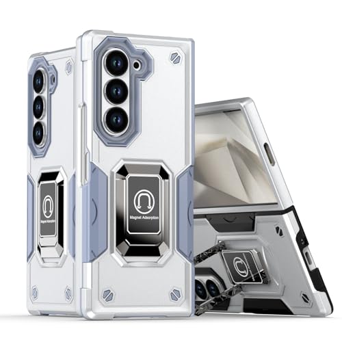 Coque Samsung Galaxy Z Fold 5 blanche avec anneau pour un usage mains libres