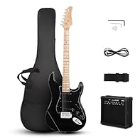 【Practical & Fashionable】It features a black pickguard on the surface which makes it look cool while can be well-protected. In addition, the maple fingerboard makes touch comfortable. 【Including 20Watt Amp】The guitar amp includes Gain/Bass/Treble/Vol...