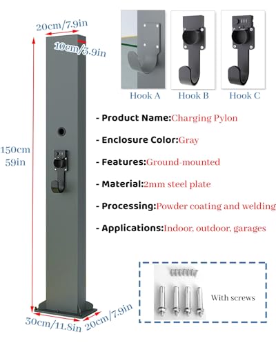 Wallbox Borne de Recharge Extérieure Résistante aux Intempéries et Support de Câble (Style-b)