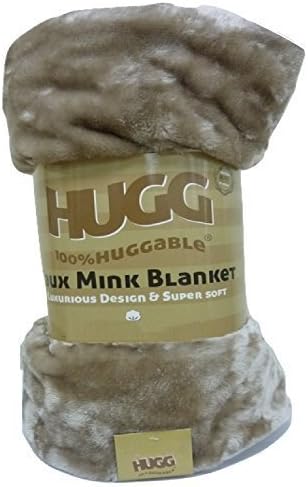 Hugg Plain Faux Fur Mink Blanket Sofa Bed Fleece Throw Single Or Double Size Bedspread (Double, Mink)