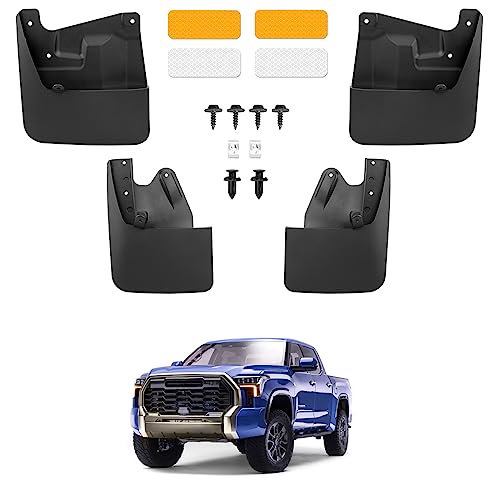 Image of Mud Flaps Kit for 2022 2023 2024 Tundra Toyota Accessories Mudflaps All Weather Splash Guards Front and Rear 4PCS with 4 Reflective Stickers