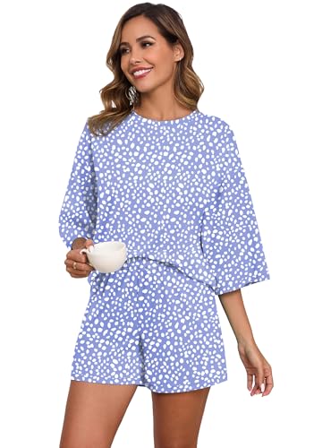 PrinStory Women's Short Sleeve Pajama Sets - Soft Pjs with Pockets for All-Day Comfort
| PrinStory Women's Short Sleeve 