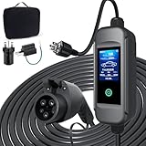 sokucha 110V-240V SAE J1772電気自動車 EV充電ケーブル 4 段電流モード切替 (8A/10A/13A/15A) 電気自動車用ポータブルPHEV/EV充電器ケーブル長 7.6メートル 100V/200V変換アダプターと5-15P変換アダプター付き