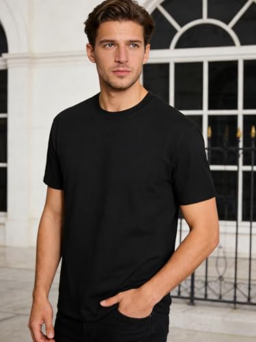 Image of Little Beauty 5 Pack Men's T-Shirts Crew Neck Short Sleeve Cotton Tee Casual Summer Tops