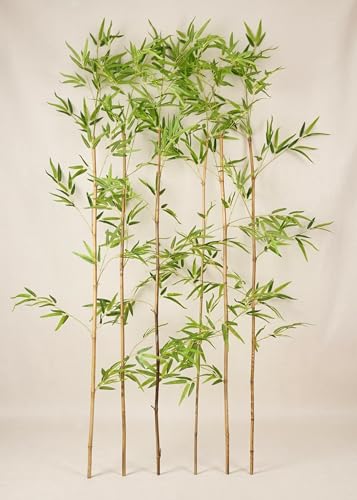 Image of Artificial Single Bamboo Plant Stem, Realistic Faux Bamboo Stick with Natural Leaves, Decorative Indoor Greenery for Home, Office, Hotels, DIY Arrangements & Interior Decoration