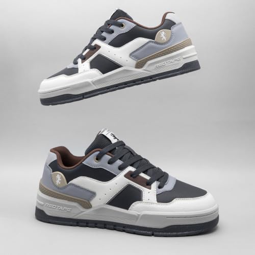 Image of Red Tape Men's Sneakers White Brown Pu Round Lace-Up All-Day Comfort