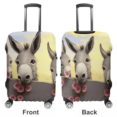 Travel Luggage Cover Protectors Elastic Anti-scratch Suitcase Cover Washable Luggage Sleeve Donkey And Flower Suitcase Cover Protector Fit 18-32 Inch Suitcases Travel Accessories S3