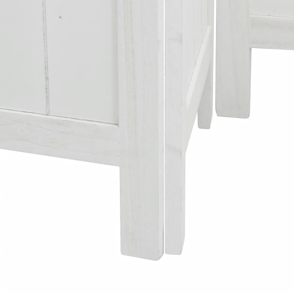 Biombo plegable de 4 piezas de madera maciza de paulownia blanca como protección visual, separador de habitaciones flexible, 4 piezas, color blanco
