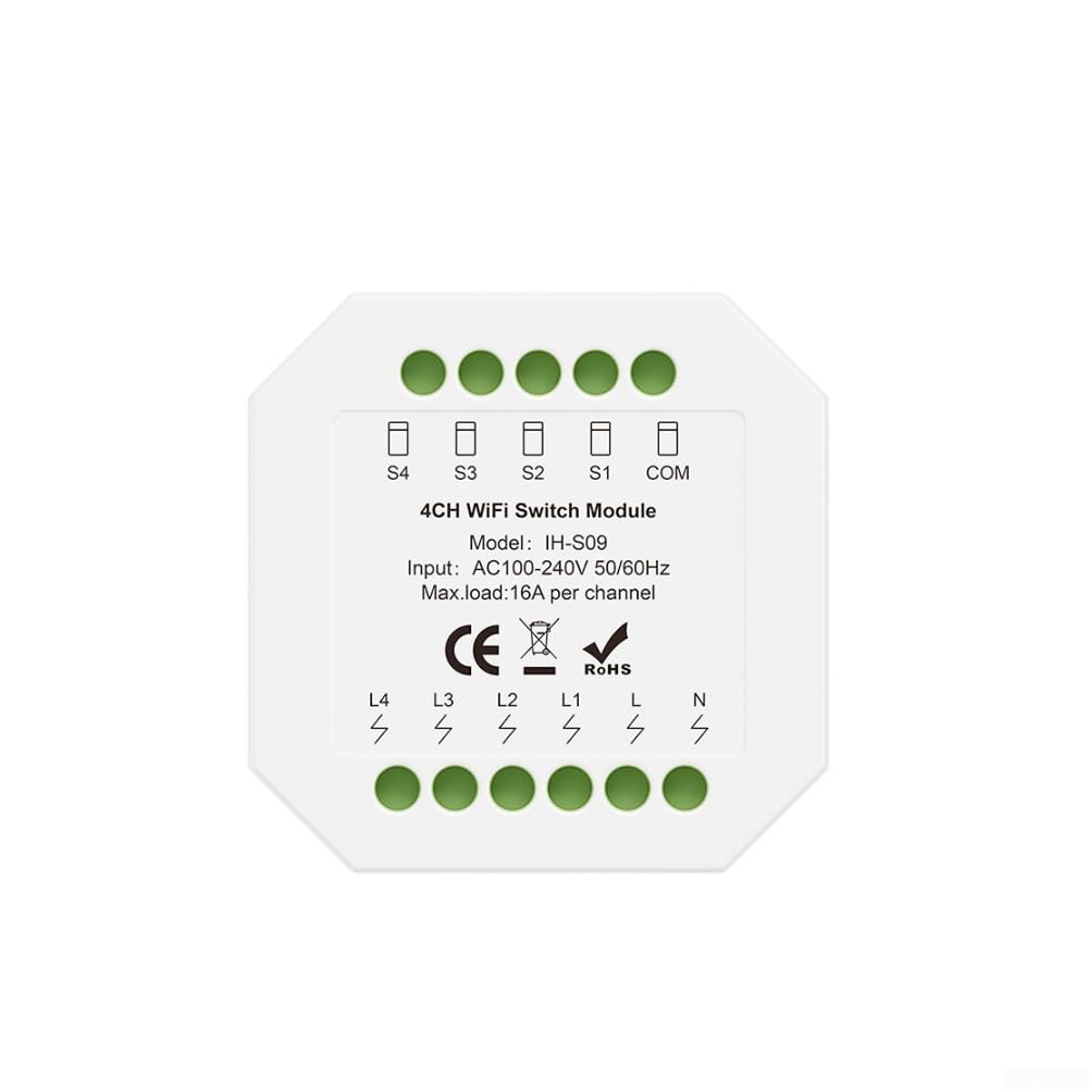 4-Kanal WLAN Smart Schaltmodul, 100-240 V AC, 16 A pro Kanal, für Tuya und für Zigbee, für intelligente Haussteuerung(4-channel WiFi)