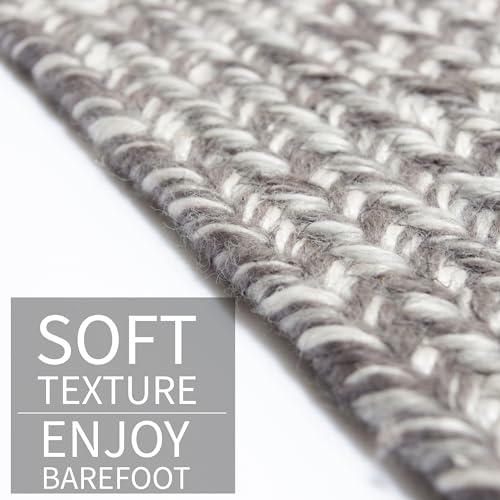 Tapete trenzado gris marfil 4x6 ft Super Area Rugs miniatura 7