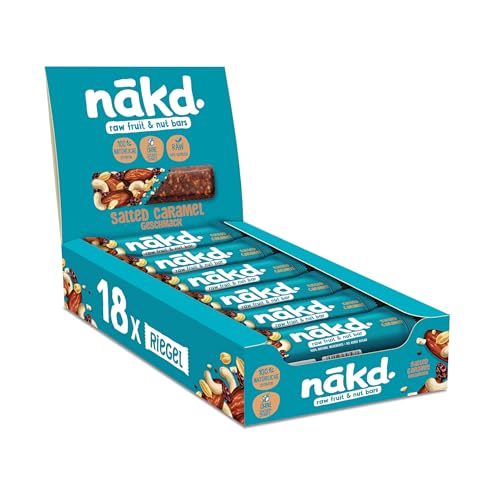 Nākd. Salted Caramel | Kaltgepresste Riegel aus Früchten & Nüssen | 100% Natürliche Zutaten | Ohne Zusatz von Zucker | Vegan | Glutenfrei & Ohne Milch | 18 x 35g | 630g