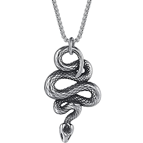 Jude Jewelers Retro Vintage Stainless Steel Snake Style Statement Cocktail Party Pendant Necklace