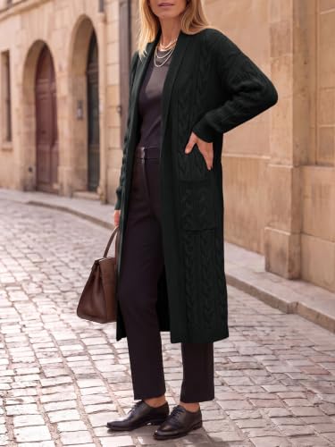 Image of Womens Long Sleeve Cardigan Sweaters Oversized Open Front Maxi Coat | Trendy Casual,Lapel,Knitted Coatigan,Soft Warm,Overcoat Pocket,2026 Fall Winter,Work Office,Going Out
