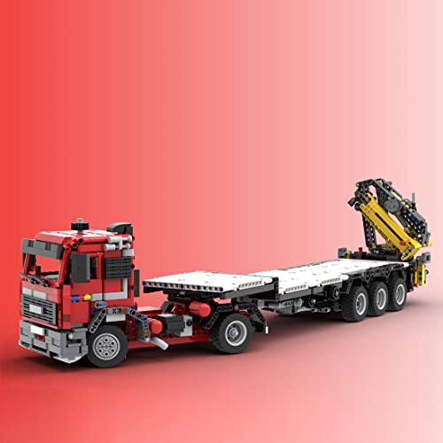 Loadr Technik LKW Bausteine, 2097 Klemmbausteine Tieflader mit Hubwagen Bausteine MOC-119907, Kran Klemmbausteine… – Bild 5