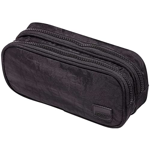 Estojo Nylon 2 Zíperes Preto, BRW