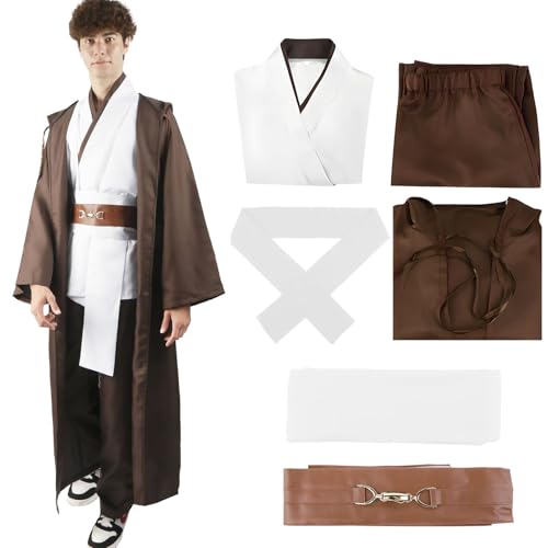 Kitimi Déguisement Je-d Adulte, Costume Jedi Cape à Capuche Robe à Capuche Médiévale, Robe Costume pour Carnaval Halloween, Cosplay Décoration(Blanc XL)