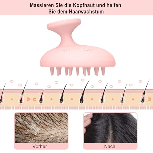 SHINLEA Kopfhaut Massagebürste, Weichem Silikon Shampoo Haarbürste für Peeling und Kopfmassage, Stimulieren das Haarwachstum, Reduziert Schuppen,Haar Sanft Kopfmassage Bürste für Nass Trocken Haar.