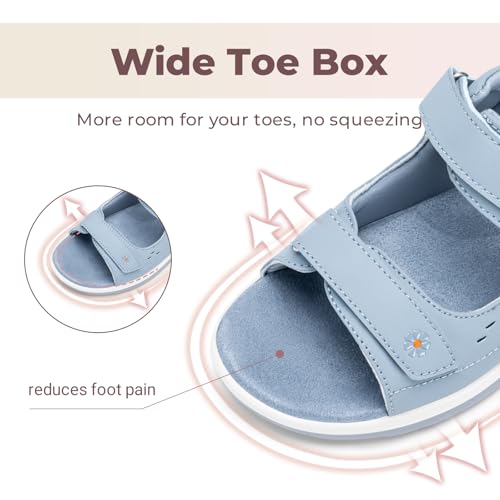 Image of FitVille Diabetic Sandals for Women Wide Width, Open Toe Orthopedic Wide Sandals for Women with Adjustable Straps and Arch Support for Bunions, Plantar Fasciitis, Swollen Feet
