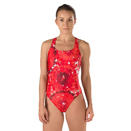 Speedo 7719638 Youth Burst Dropback Powerflex Eco One Piece, Red - 8/24-YTH