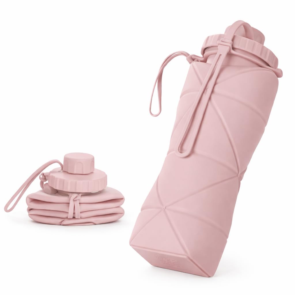 Foldable Water Bottle Collapsible Silicone 1 Liter Leakproof Reusable Portable Travel Sports Water Bottle for Gym Hiking Camping Outdoor Use (Pack of 1)-image-26