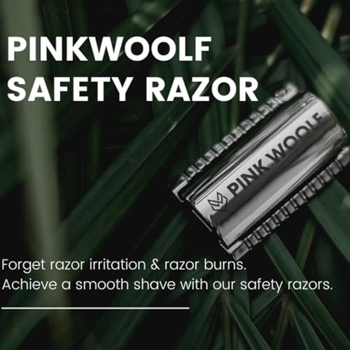 Image of Pink Woolf CC87 Safety Razor for Men | Double Edge Close Comb with 10 Blades | Chrome Metal Single Blade Shaver for Sensitive Skin & Daily Wet Shaving | Beginner Friendly Anti-Slip Handle