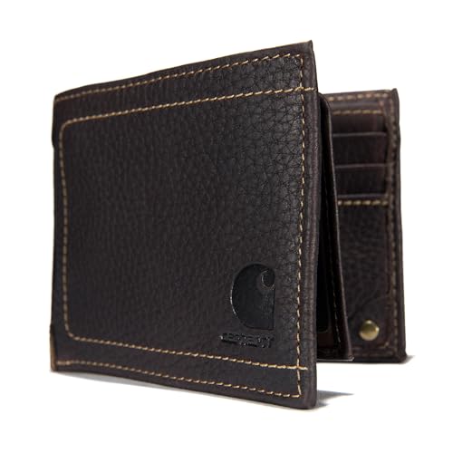 Carhartt Men's' Pebble Leather Passcase Wallet, Brown