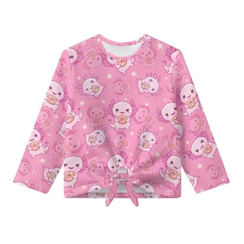 Girls Long Sleeve Shirt Tie Knot T Shirt Dance Holiday Tops4