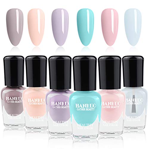 FERCAISH New Non Toxic Nail Polish Set Easy Peel Off & Quick Dry Organic Eco Friendly Water Based Nail Polish (6 Bottles)