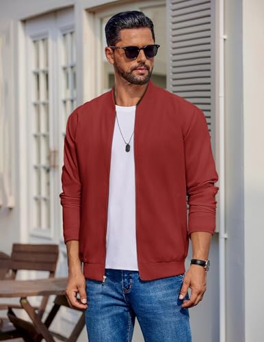 Image of COOFANDY Mens Light Cotton Bomber Jacket Flight Casual Softshell Varisty