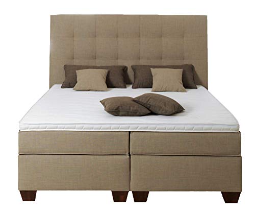 AUKONA Boxspringbett Martha 200x200, Farbe wählen und ändern, 7 Zonen Taschenfederkern-Matratze, H2 H3 H4, Komfortschaum-Topper, Lieferung und Aufbau kostenlos Cover