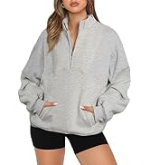 BLENCOT Women Half Zip Oversized Sweatshirts Long Sleeve Fleece Trendy Cropped Pullover Workout W...