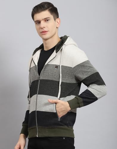 Image of Monte Carlo Beige Stripes Sweatshirt | Stylish Sweatshirt for Men | Soft Comfortable Casual Winter Wear for Men's