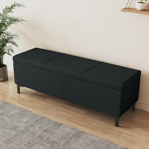 Pouf moderne rembourré en cuir beige, assise haut de gamme et finitions métal