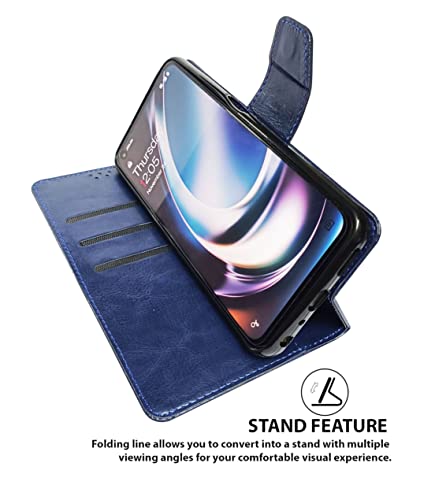 Image of SBMS Flip Cover Back Case Cover for Vivo Y27 with Magnatic Closure | Inbuilt Stand | Card & Money Pocket (Blue)