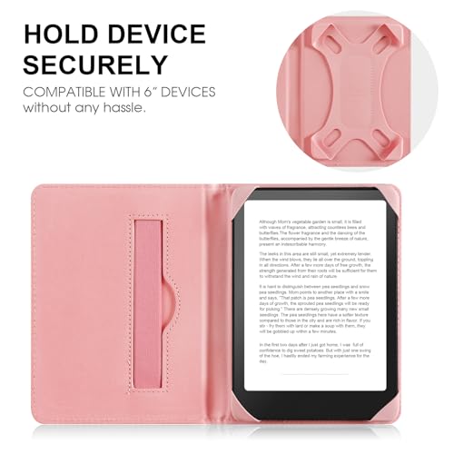 Image of HoYiXi Universal Case for 6 inch Kindle eReader Compatible with Paperwhite(2015 /2018) /Pocketbook and Tolino /Kobo Clara HD,6 inch eReader Protective Case Cover Elastic Rope,Flowers 2